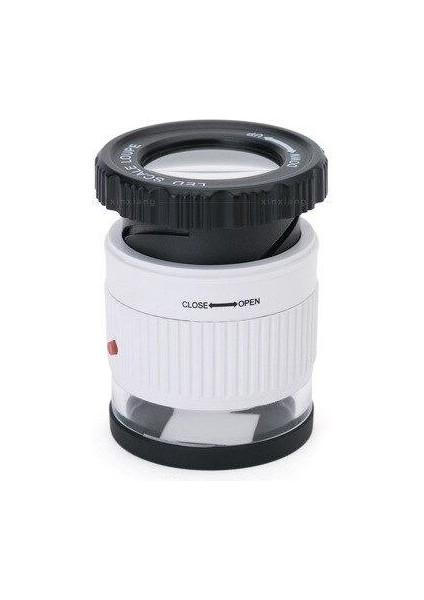 30X Büyüteç Abs Kasa Çift Katmanlı Optik Cam Lens 3 LED 3 Uv Işık Beyaz