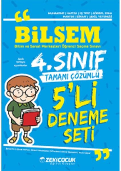 Zeki Çocuk Eğitici Kitaplar 4. Sınıf Bilsem 5' Li Deneme Seti Çözümlü