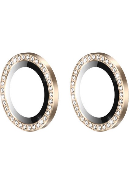 Apple iPhone 12 Mini Uyumlu Gold Swarovski Taşlı Kamera Lensi Koruma