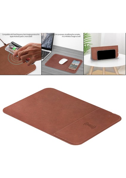 2 1 15 W Kablosuz Şarj Mouse Pad Hızlı Şarj Bilgisayar Masası Oyun Brown Için modelleri