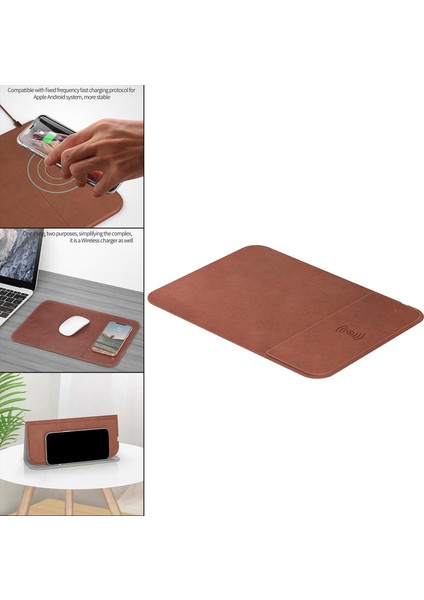2 1 15 W Kablosuz Şarj Mouse Pad Hızlı Şarj Bilgisayar Masası Oyun Brown Için indirimleri