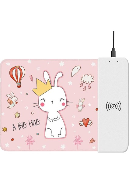 Zarif 10 W Kablosuz Qi Sertifikalı Hızlı Şarj Mouse Pad Tavşan
