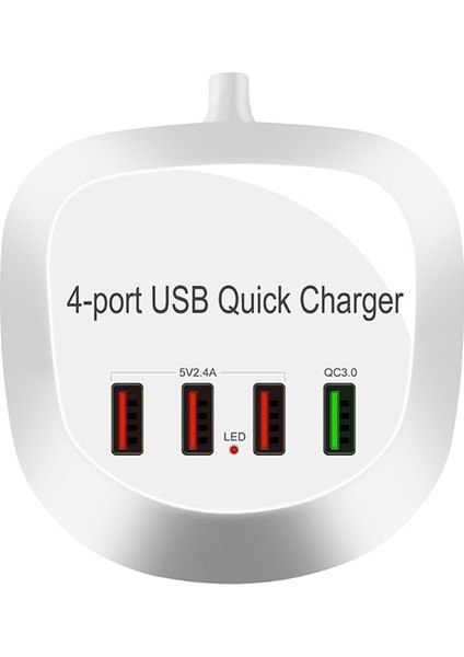 USB Şarj Hub Qc 3.0 4 USB Bağlantı Noktaları 115 cm Kordon Kompakt Hafif Fişli fiyatları