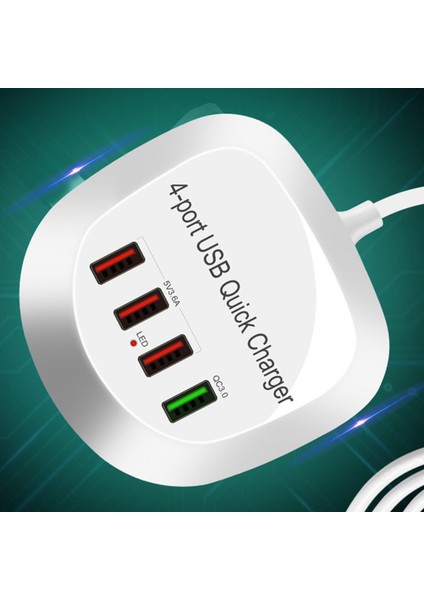 USB Şarj Hub Qc 3.0 4 USB Bağlantı Noktaları 115 cm Kordon Kompakt Hafif Fişli modelleri