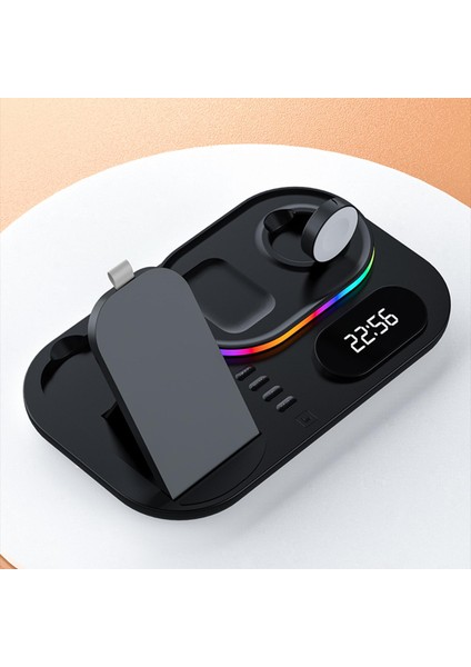 3 1 Kablosuz Şarj Standı Qi Hızlı Şarj Dock Durumda Dostu Rbg Lamba Siyah Standı modelleri