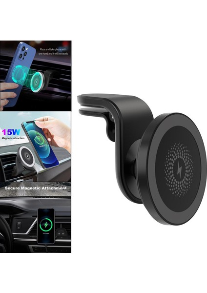 Manyetik Kablosuz Araç Şarj 15W Otomatik Kilit Otomatik Hizalama iPhone Uyumlu 12 Siyah Için fırsatları