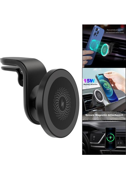 Manyetik Kablosuz Araç Şarj 15W Otomatik Kilit Otomatik Hizalama iPhone Uyumlu 12 Siyah Için indirimleri