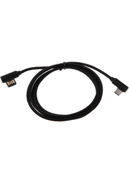Örgülü 90 Derece Dik Açı Tipi C Mikro USB Hızlı Veri Şarj Kablosu Siyah
