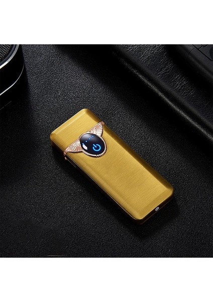 Tungsten Kızdırmalı Elektronik Çakmak USB Şarjlı Anti Rüzgar Gold