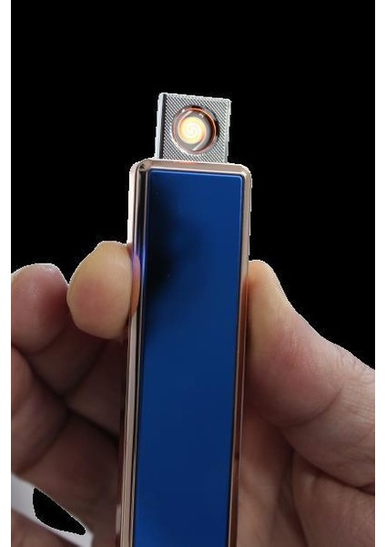 Alevsiz Çakmak Dokunmatik USB Şarjlı Tunsten Indüksiyon Lacivert