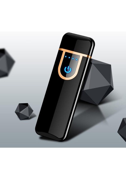 Alevsiz Çakmak Dokunmatik USB Şarjlı Tunsten Indüksiyon Siyah