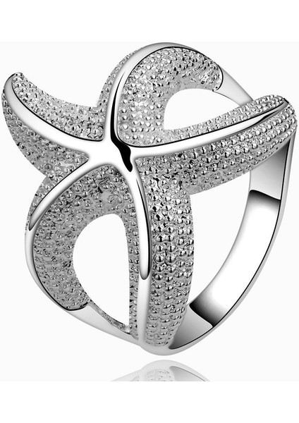 Deniz Yıldızı Yüzük Gümüş Kaplama Moda Alyans Takı 7 (47MM)