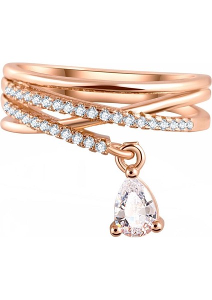 Zirkon Kristal Su Damlası Zirkon Alyans Yüzük 7 (47MM)