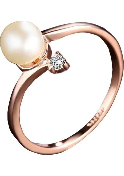 Rhinestone Taşlı Beyaz Inci Yüzük 9 (49MM)