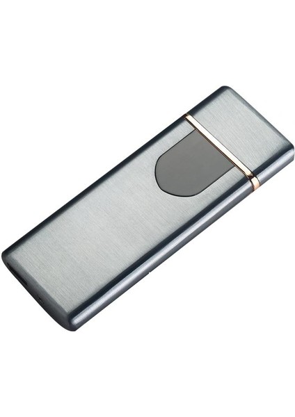 Alevsiz Çakmak Parmak Izli Dokunmatik Sensör USB Şarjlı Dekoratif Gümüş