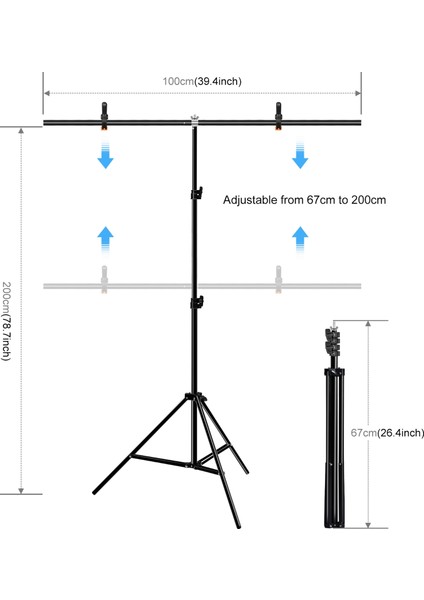 1 X 2M T-Şekli Fotoğraf Stüdyosu Arka Plan Kiti (Yurt Dışından) fiyatları