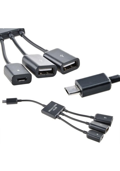 Mikro USB Hub Splitter, Mikro USB Erkek 2x Tip-A Çift Kadın Otg Adaptörü +(Yurt Dışından)