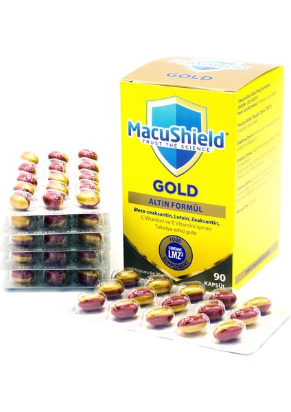 Gold Mezo-Zeaksantin, Lutein, Zeaksantin, C Vitamini Ve E Vitamini Içeren Takviye Edici Gıda - 90 Kapsül