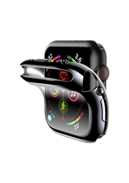 Apple Watch Uyumlu Seri 4 5 6 Se (44 Mm) Siyah Önü Kapalı Yumuşak Silikon Koruyucu