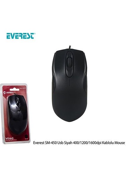 Everest SM-450 USB Optic Siyah Mouse