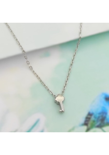 Kadın Gümüş Minimal Anahtar Model Kolye 925 Ayar