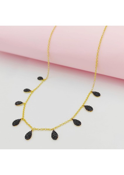 Gümüş Taşlı Damla Model Kolye 925 Ayar