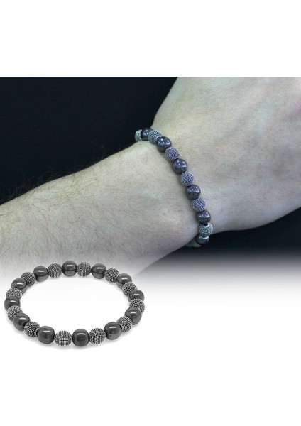 Hematit Metal Kombinli Küre Kesim Doğaltaş Bileklik fiyatları