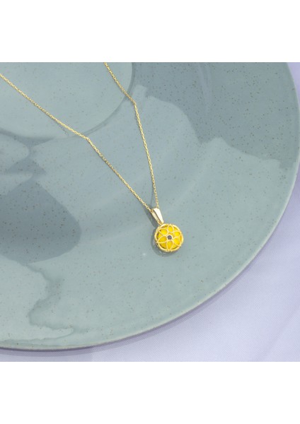 925 Ayar Gümüş Kafesli Sarı Nazarlı Bileklik