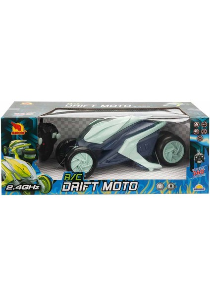 Drift Moto Işıklı 360 Derece Dönen USB Şarjlı Uzaktan Kumandalı Motosiklet - Lacivert-Açık Mavi indirimleri