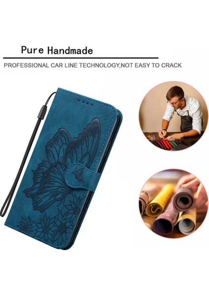 Kılıf Samsung Galaxy S20 Retro Çevir Cüzdan Kabartma Kelebek Kapak - Mavi fiyatları