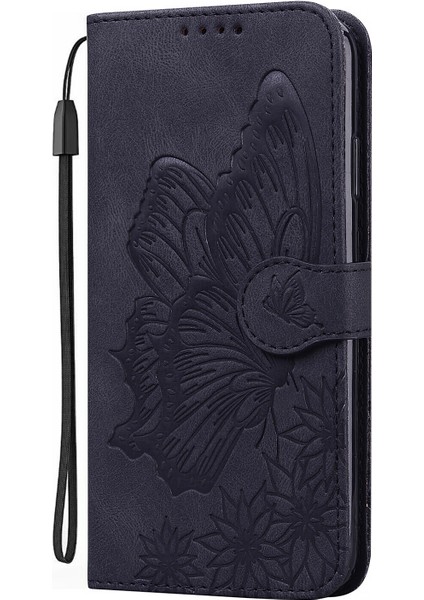 Kılıf Xiaomi Poco X3 Nfc Retro Çevirme Cüzdan Kabartma Kelebek Kapak - Siyah(Yurt Dışından)