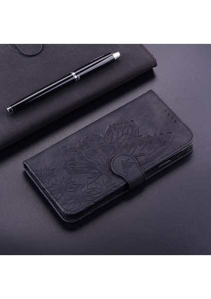 Kılıf Xiaomi Poco X3 Nfc Retro Çevirme Cüzdan Kabartma Kelebek Kapak - Siyah(Yurt Dışından) modelleri