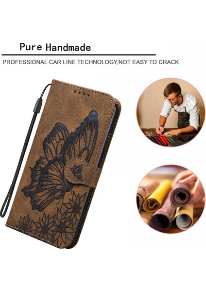 Kılıf Samsung Galaxy A51 4g Retro Çevir Cüzdan Kabartma Kelebek Kapak - Kahverengi fiyatları