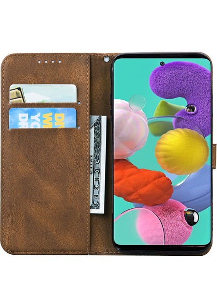 Kılıf Samsung Galaxy A51 4g Retro Çevir Cüzdan Kabartma Kelebek Kapak - Kahverengi indirimleri