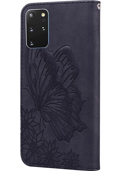 Samsung Galaxy S20 Artı Retro Çevir Cüzdan Kabartma Kelebek Kapak - Siyah(Yurt Dışından) indirimleri