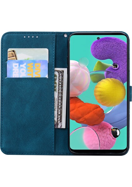 Samsung Galaxy A72 5g / 4g Retro Flip Cüzdan Kabartma Kelebek Kapak - Mavi indirimleri