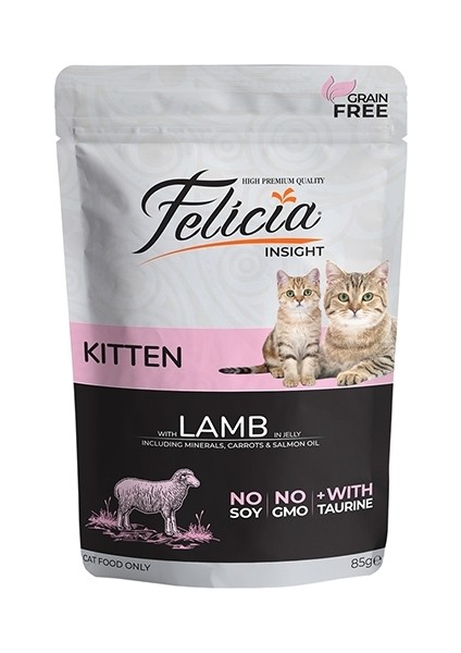 Tahılsız Kuzu Etli Yavru Kedi Yaş Maması 6X85 gr