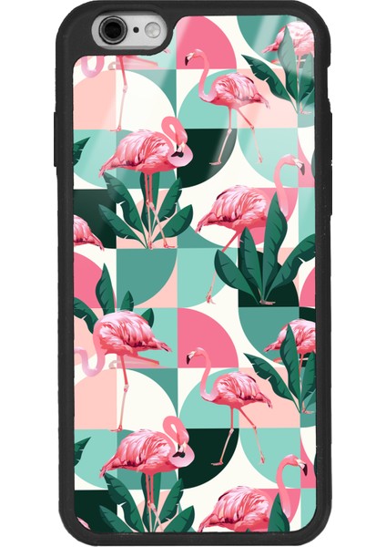 Apple iPhone 6 - 6s Retro Flamingo Duvar Kağıdı Tasarımlı Glossy Telefon Kılıfı