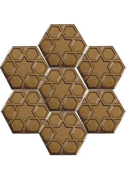 15x17 Cm Rölyefli Yıldız Bronz Altıgen Seramik
