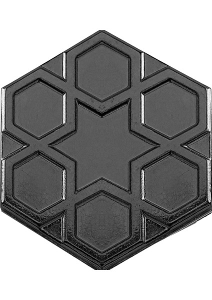 15x17 Cm Rölyefli Yıldız Metalik Altıgen Seramik
