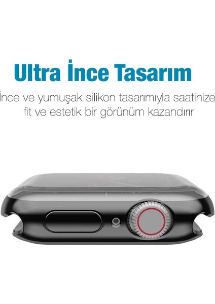Apple Watch Uyumlu 7 41MM 360 Koruma Ultra Slim Silikon Kılıf