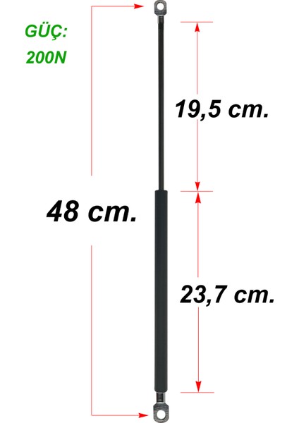 Binbir Trend Tümosan 7480 Klasik Kabin Arka Cam Amortisörü, 200N