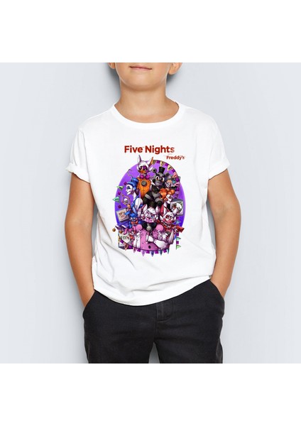 Five Nights At Freddy's Baskılı Unisex Çocuk Tişört T-Shirt Mr-08