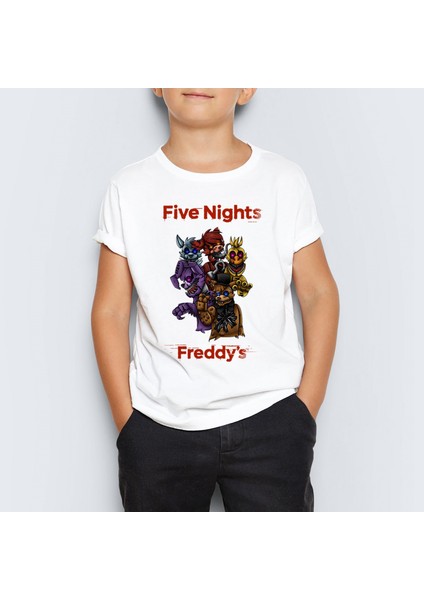 Five Nights At Freddy's Baskılı Unisex Çocuk Tişört T-Shirt Mr-09