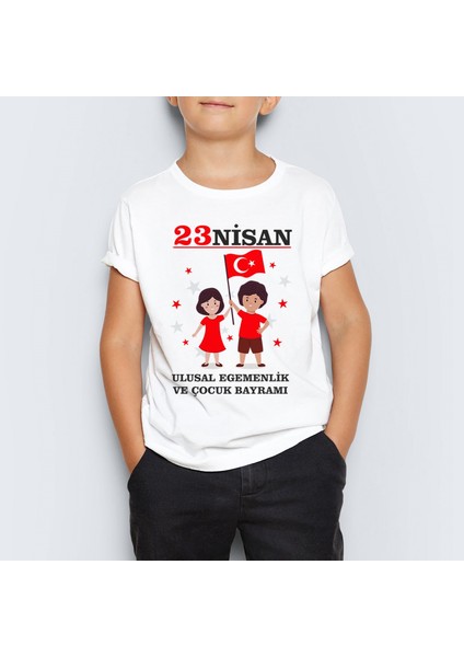 23 Nisan Atatürk Baskılı Unisex Çocuk Tişört T-Shirt Mr-05