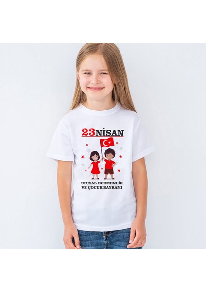 23 Nisan Atatürk Baskılı Unisex Çocuk Tişört T-Shirt Mr-05 fiyatları