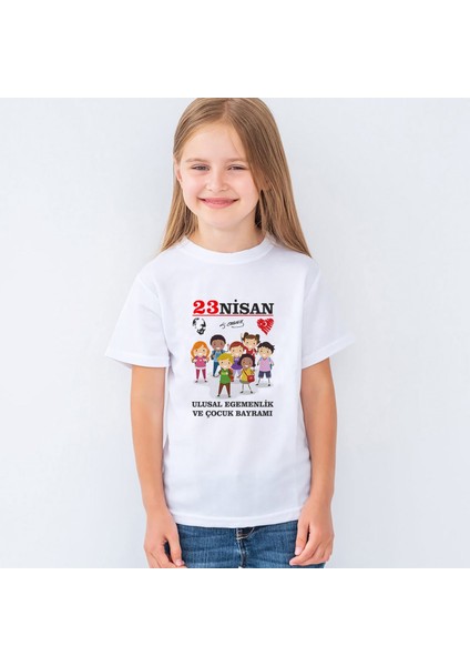 23 Nisan Atatürk Baskılı Unisex Çocuk Tişört T-Shirt Mr-06 fiyatları