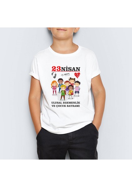 23 Nisan Atatürk Baskılı Unisex Çocuk Tişört T-Shirt Mr-06