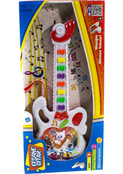 Mix Oyuncak Oyuncak Gitar Işıklı Sesli Efsane Gitar Beyaz 40 cm