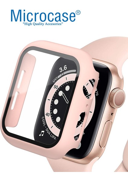 Apple Watch Uyumlu 7 41MM Ekran Korumalı Sert Slim Rubber Kılıf - Mat Pembe fiyatları
